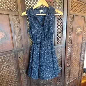 Navy Blue & White Star Dress w/ Pockets